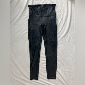 SPANX Faux Leather Black Shiny Leggings Size XL